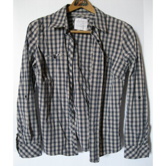 Sonoma Life + Style Blue and Tan Long Sleeve Shirt - Picture 2 of 11